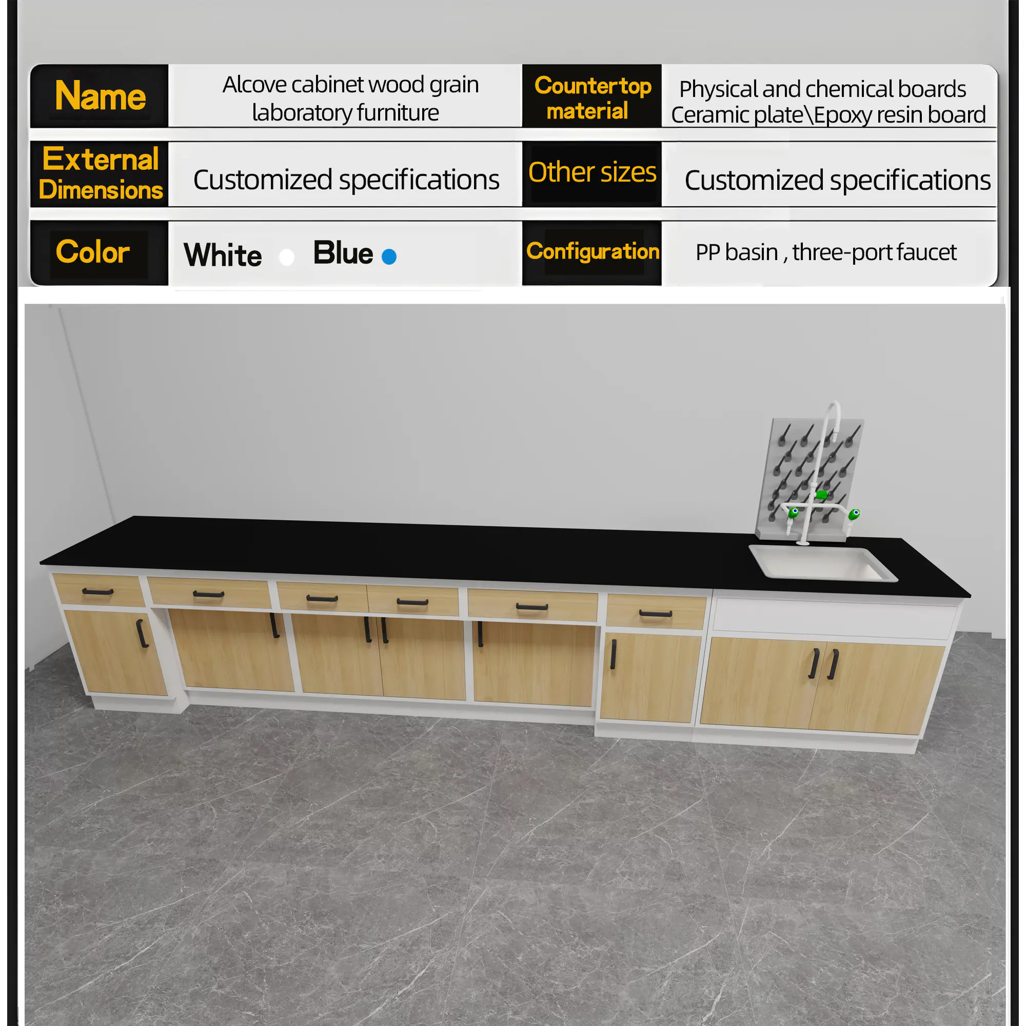 Alcove cabinet wood grain-laboratory furniture