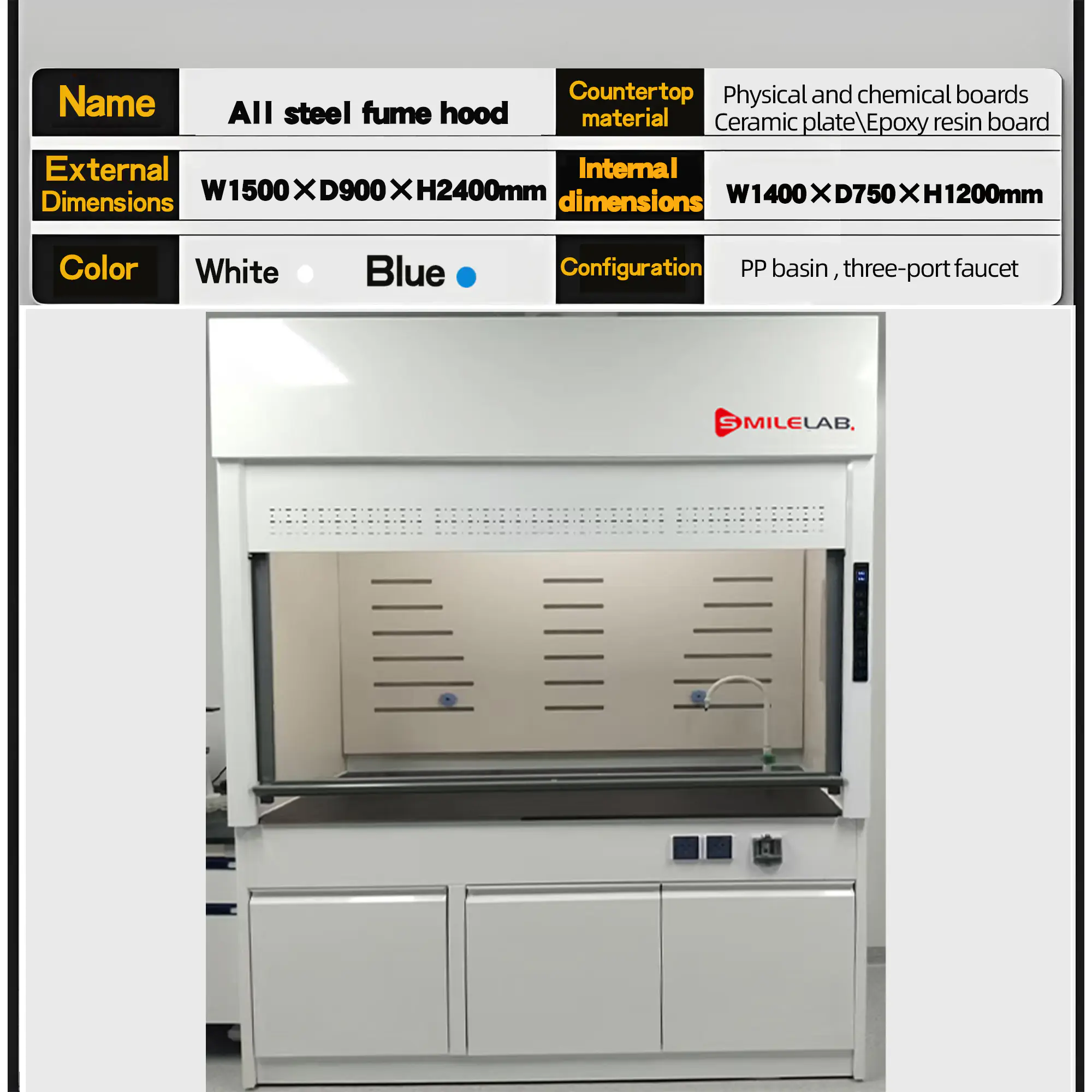 All steel fume hood