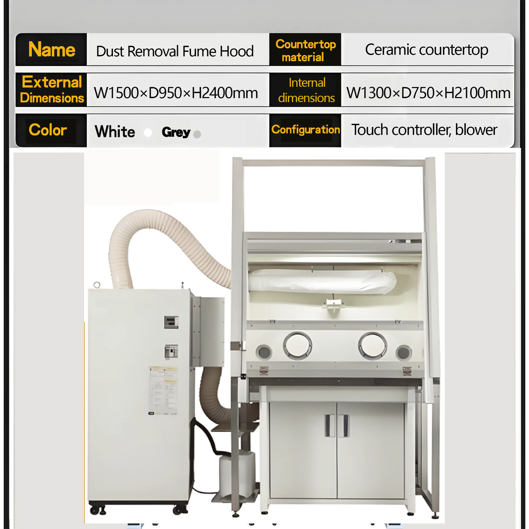 Dust removal fume hood